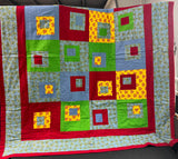 Square in Square Primary Colors Hand Made Quilt