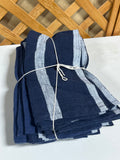 Navy/Gray Table Runners and Cloth Napkins, by Caravan, 10 pc
