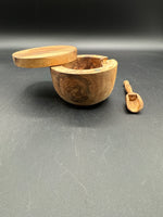 Olive Wood Salt Box With Spoon