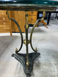 Neoclassical Style Brass & Metal Side Table with Glass Top