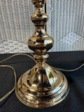 Pair of Victorian Style Brass Tone Dual Arm Vintage Lamps with Frosted Shades (WORKS)