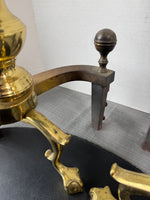 Pair of The Harvin Co. Virginia Metalcrafters Vintage Brass Clawfoot Andirons