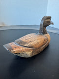 Primitive Carved Rustic Wooden Duck with Glass Eyes