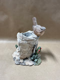 Resin Bird Perched On Rock Candle Holder