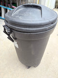 Black Plastic Wheeled Trash Can w/Lid
