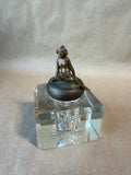 Glass And Brass Art Nouveau Ink Well With Woman