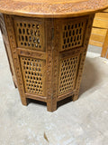 Indonesian Style Carved Round Side Table