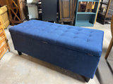 Style Craft Home Collection Blue Upholstered Bemnch/Ottoman/Coffee Table with Storage