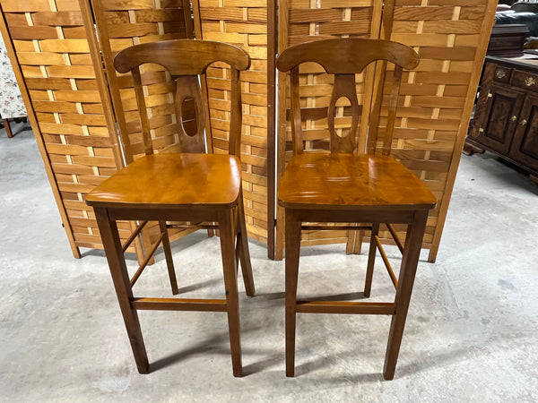 Set of 2 Wooden Bar Stools