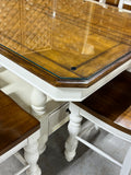 Haverty High Top Dining Table with Protective Glass, (6) Chairs and (1) Leaf ***HEAVY ITEM***