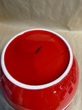 Crate & Barrel Red Mixing Bowl With White Stripe