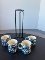 World Market Style 4-Piece Stacking Espresso Mugs with Stand