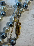 Marta Luz Faux White & Gray Vintage Pearl Necklace in Box