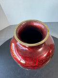 Japanese Ginbari Cloisonne Red Cherry Blossom & Birds Vase