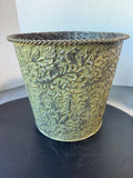 Rustic Green Embossed Large Metal Planter