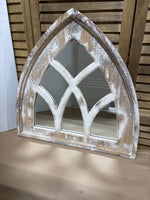 White Washed Arched Window/Mirror