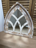 White Washed Arched Window/Mirror