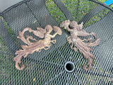Vintage Cast Iron Cherub/Angel Garden Wall Plaques, 2 pc