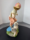 Boy on Skateboard with Dog Resin Garden Sculpture