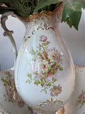 Faux Orange Floral Arrangement in Vintage Homer Laughlin Pitcher & Basin