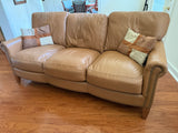 Southern Lights Trading Co. Tan Leather Sofa ***HEAVY ITEM***READ DETAILS ON PICK UP POLICY***