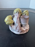 Signed Mushroom Pottery Taper Candle Holder