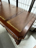 Leather Inlaid Chippendale Style Executive Desk