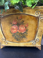 Faux Ranunculus Arrangement in Metal Planter