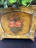 Faux Ranunculus Arrangement in Metal Planter