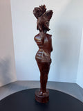 Artist Signed Hand Carved Vintage Balinese Woman Wooden Sculpture