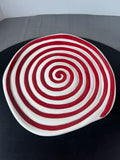 Cracker Barrel Peppermint Spiral Holiday Ceramic Cake Stand