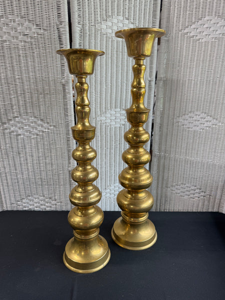 Pair of Large Vintage Brass Altar Candlesticks