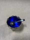 Raimond Silverplate Salt Cellar With Cobalt Blue Insert — With Spoon // 4 A Available // ** PRICED INDIVIDUALLY **