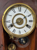 Wooden Vintage Gingerbread Mantel Clock with Key