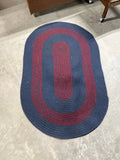 Navy and Red Oval Braided Rug, 49"x31"
