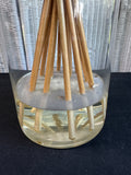 XL Cream & Green Faux Floral Arrangement in Glass Vase