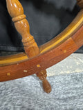 XL Vintage Wooden & Brass Ship’s Wheel