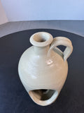 Williamsburg Pottery Blue Leaf Salt Glazed Colonial Bottle Candle Holder