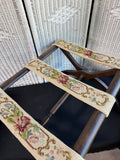Wooden Vintage Floral Needlepoint Folding Luggage Rack