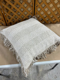 White/Linen Color Pillow with Fringe