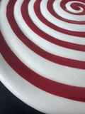 Cracker Barrel Peppermint Spiral Holiday Ceramic Cake Stand