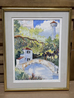 Original Watercolor of San Antonio Riverwalk by Miriam T. Hutchins; signed