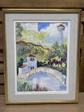 Original Watercolor of San Antonio Riverwalk by Miriam T. Hutchins; signed