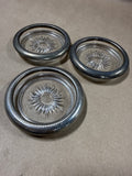 3 Piece Leonard Silverplate Rim Italian Crystal Starburst Coasters