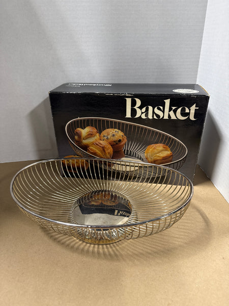 Silver Plate Bread Basket With Basket