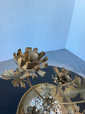 Vintage Bronzed Metal Flower Candelabra