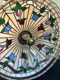 Tiffany Style Large Vintage Stained Glass Floral Hanging Lamp