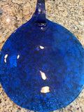 Large Cobalt Blue Blown Glass Cheese Tray/Hanging with Embossed Pineapple