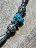 Fanned Shell Necklace with Turquoise Accent Beads (Unmarked)