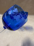 Cobalt Blue Etched Glass Goblets — Set Of 3